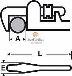 Размеры ключа трубного Virax Stillson 8"